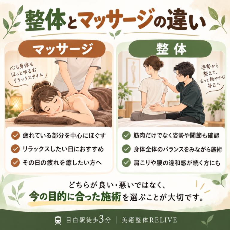 【よくある】整体とマッサージ、何が違うの？【質問】
